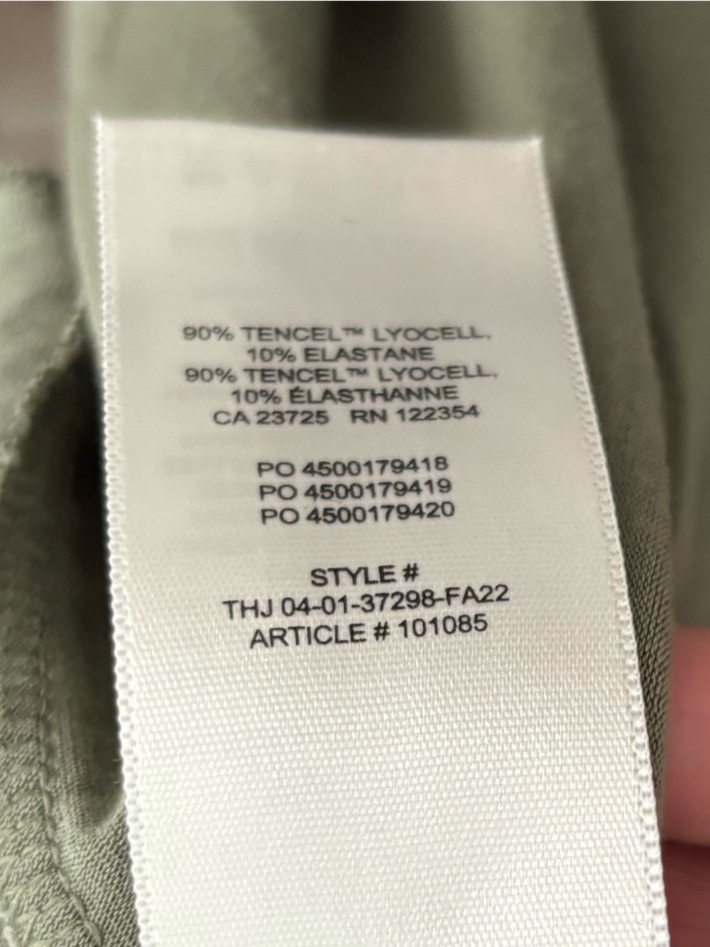 Wilfred by Aritzia Olive Green Tencel Stretch Button Front Top M - Picture 7 of 7